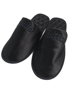 Louis Vuitton Sweet Line Logo Embroidery Satin Slippers Room Shoes Black